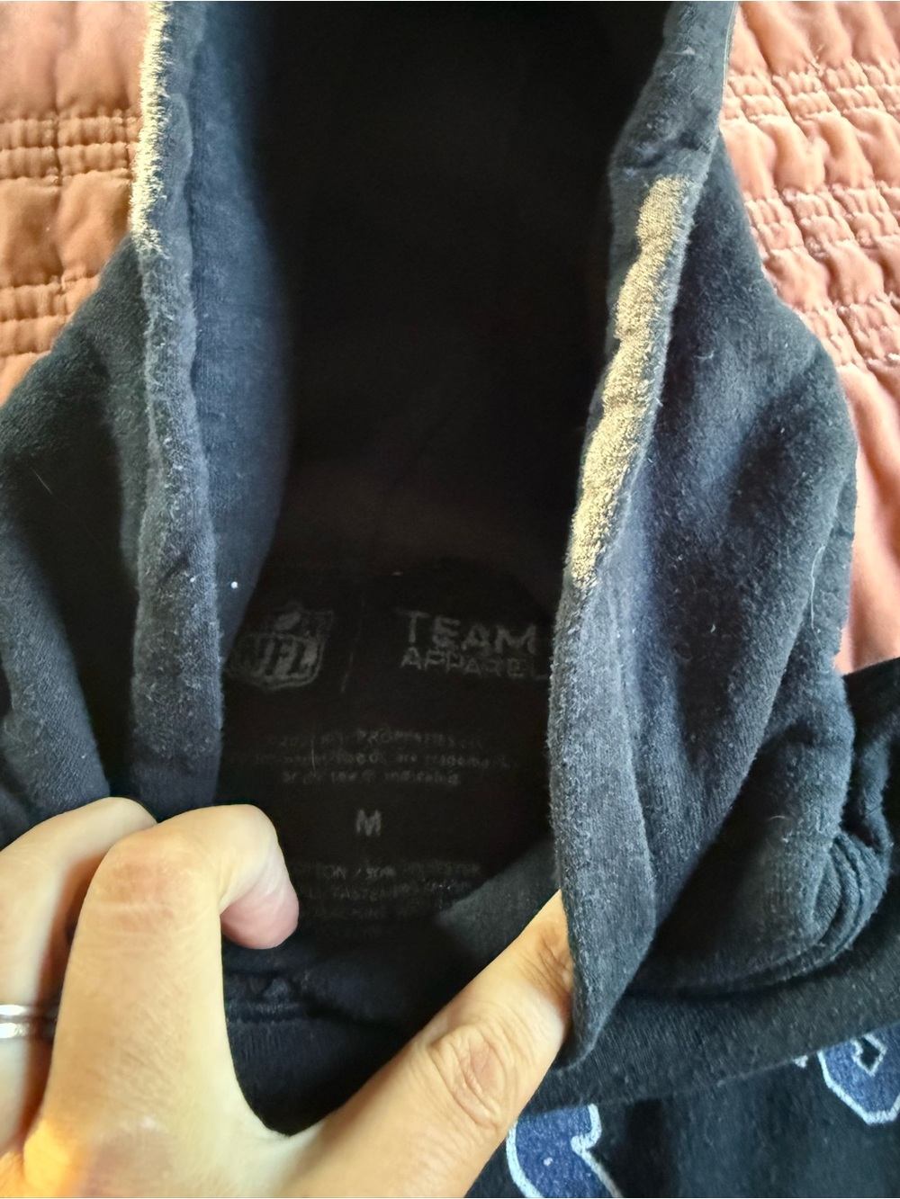 NFL Navy and White Pullover Hoodie with Team Graphic - Picture 3 of 4